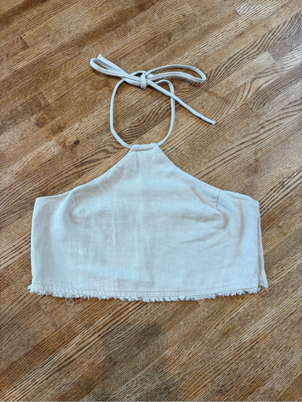 Le Lis Cream Halter Crop Top